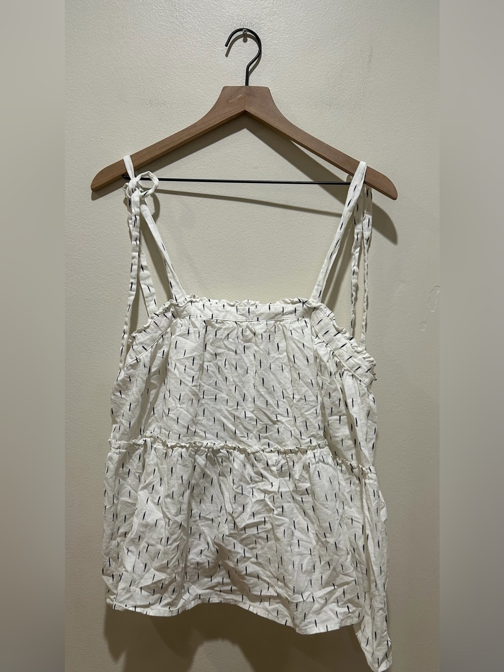 Universal Thread White with Black Dashes Babydoll Boho Tank Top - Women’s Large